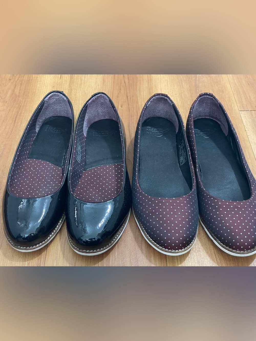 Dr. Martens Adele Flats Women’s Size 7 Lot of 2 Black Patent Burgundy Polka Dot